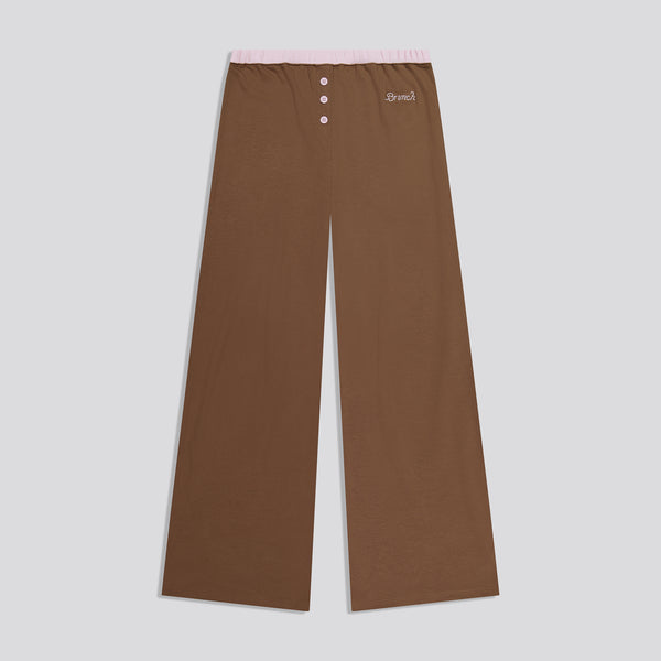 Women's PJ Set - Espresso & Soft Pink - Pima Cotton