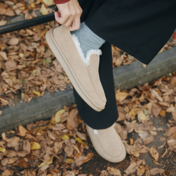 Collapsible Loafer Shearling - Tan - Suede