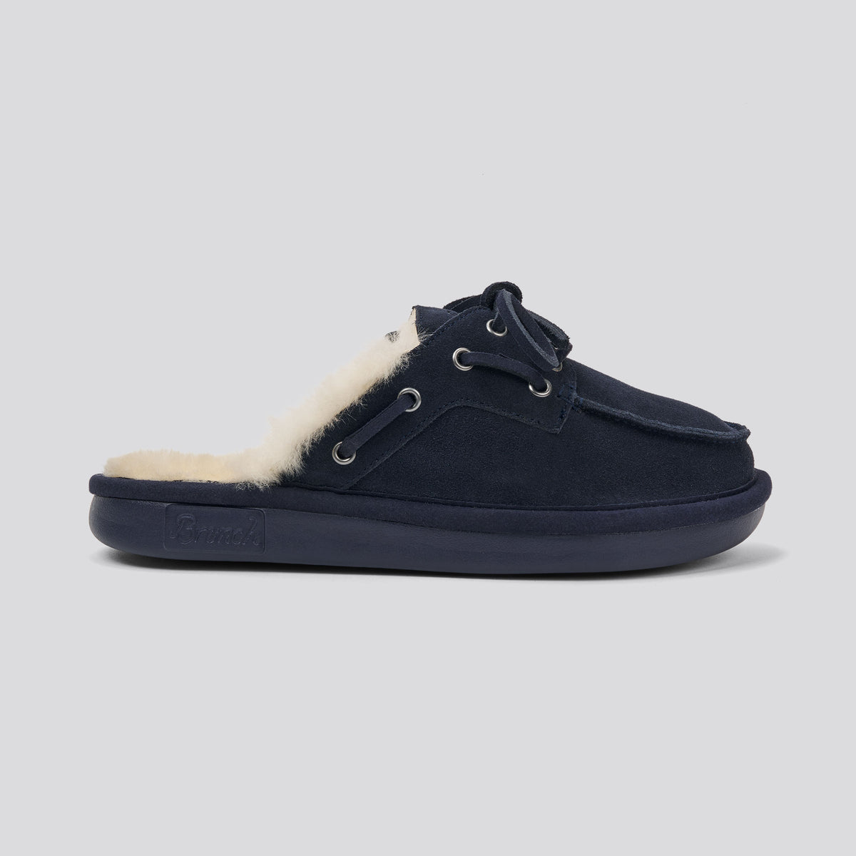 Boat Mule Shearling - Navy - Suede