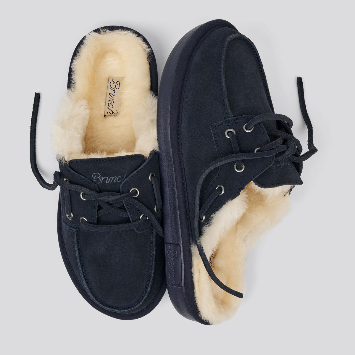Boat Mule Shearling - Navy - Suede