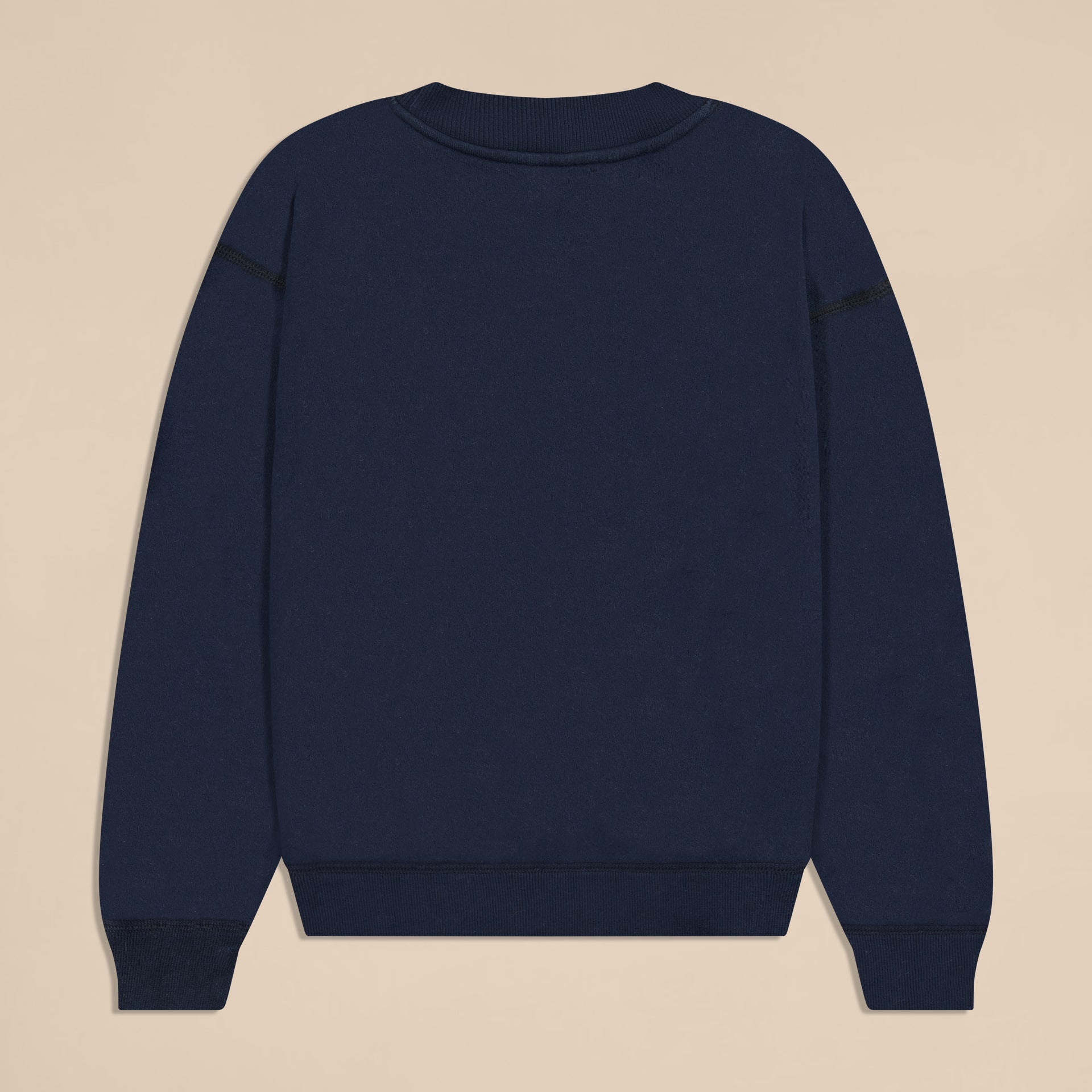 Back view of navy crewneck sweatshirt