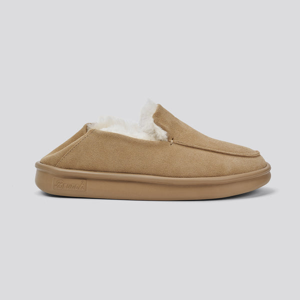 Collapsible Loafer Shearling - Tan - Suede