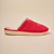 Red terry slip-on slipper with cream sole embossed 'brunch' on the side