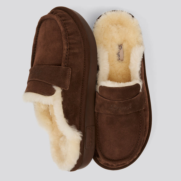 Scrunch Loafer Shearling - Pecan - Suede