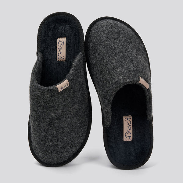 Brunch Essential slipper in Dark Grey felted wool, product view 3