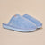 Pair of light blue terry-cloth slip-on house slippers with cushioned low back and rubber sole