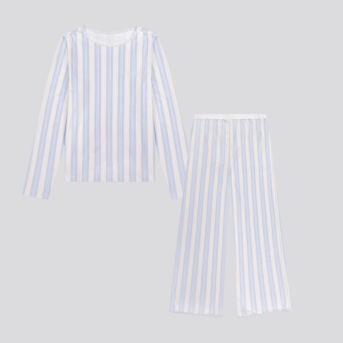 PJ Pant Set - Blue Cloudy Stripe - Cozyland