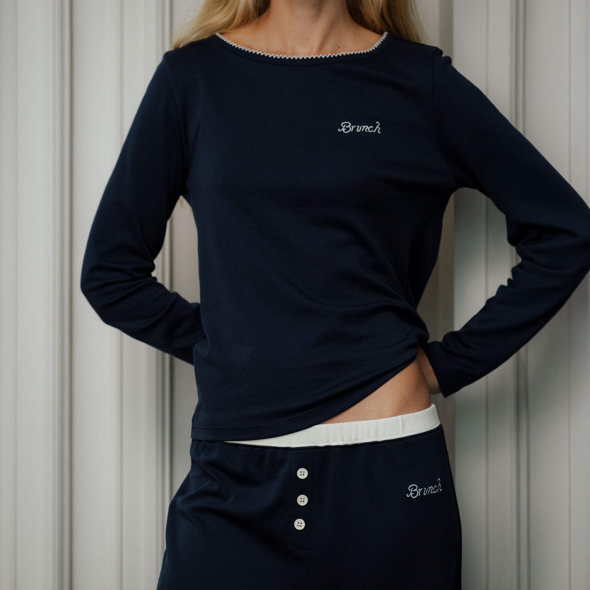 Women's PJ Set - Navy - Pima Cotton