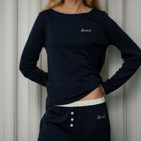 Women's PJ Set - Navy - Pima Cotton