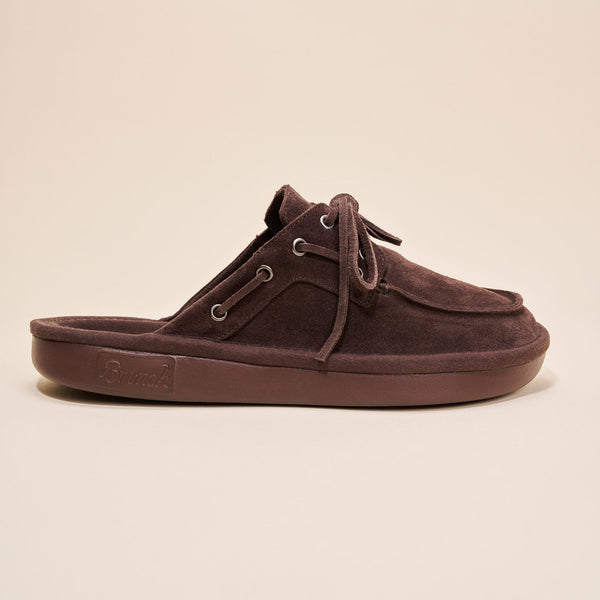 Boat Mule - Dark Brown - Suede - Brunch - BO1SU1BRM04 - Footwear