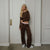Women's PJ Set - Espresso & Soft Pink - Pima Cotton