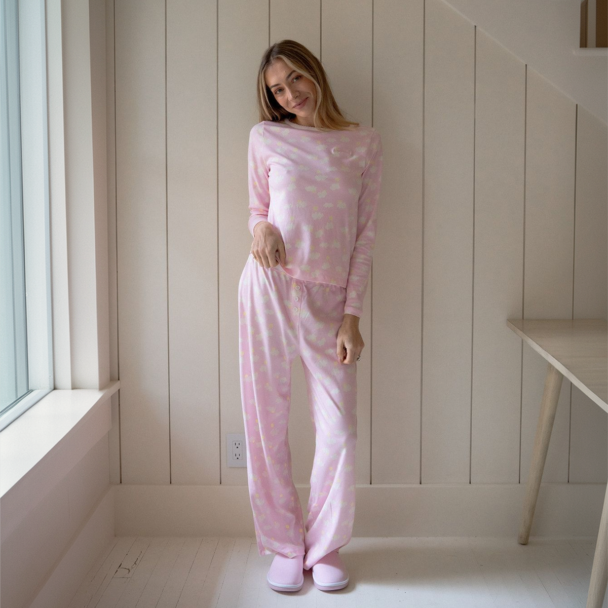 PJ Pant Set - Baby Pink Cloudy Print - Cozyland
