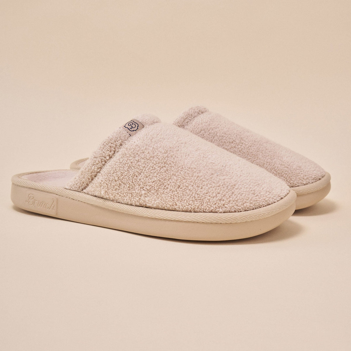 Essential Beige terry slipper by Brunch, available with personalized embroidery