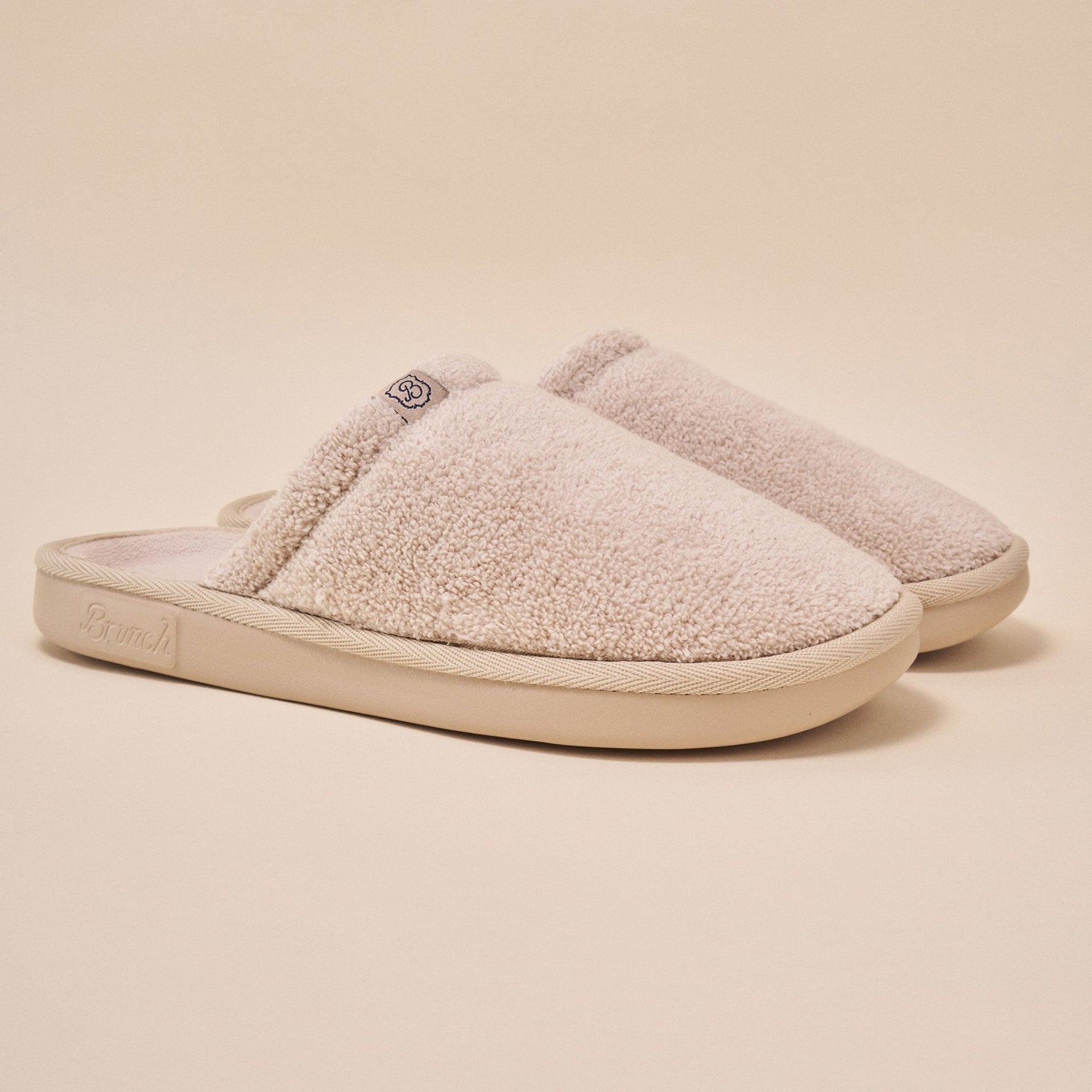 Essential Beige terry slipper by Brunch, available with personalized embroidery