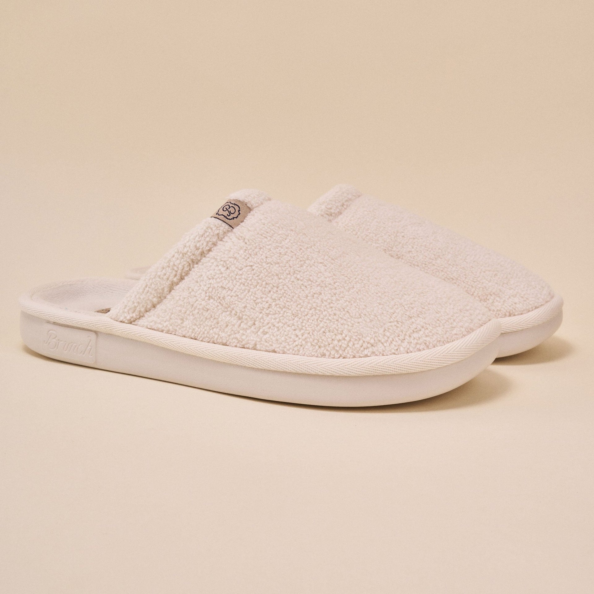 Essential Cream terry slipper by Brunch, available with personalized embroidery