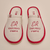 Overhead view of beige terry Eden Rock slippers with red trim showing red embroidered ER Eden Rock St Barths on top