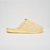 Side profile of Essential slipper in Limoncello ribbed terry showcasing ribbed texture and EVA outsole on white background