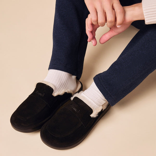 Loafer Shearling - Jet Black - Suede - Brunch - LO1SU1BLM04 - Footwear