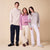 Three models standing wearing Loafer Shearling slippers in sky blue, espresso brown, and black on a beige background