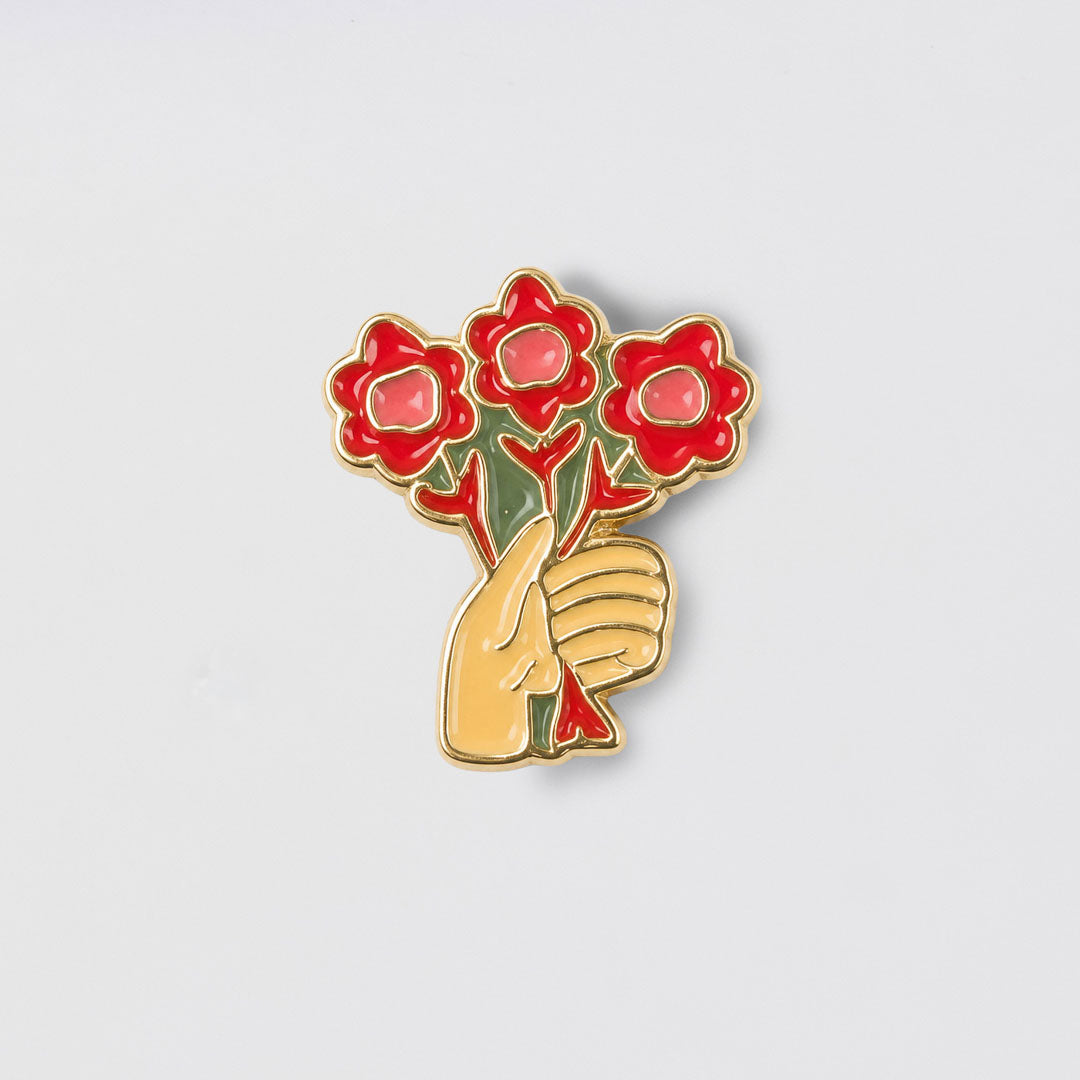 Brunch Flower Charm Red Metal