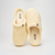Top view of Essential XXL slippers in Limoncello ribbed terry showing plush texture and Brunch logo on light gray background