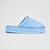Side view of Essential XXL slipper with 100 percent cotton blue-and-white striped terry upper and platform sole on white